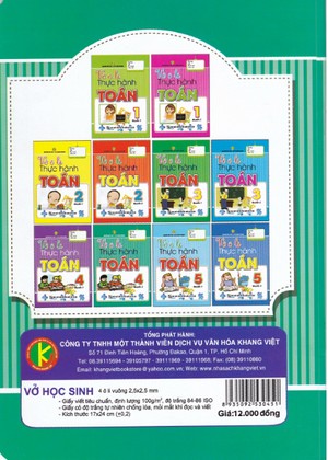 Bìa sau Vở ô li thực hành Toán 4 Quyển 2