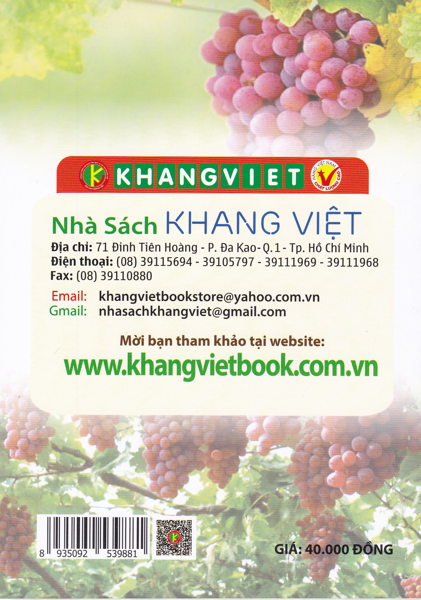 Bìa sau Bí Quyết Thành Công Kĩ Thuật Trồng Nho Hiệu Quả