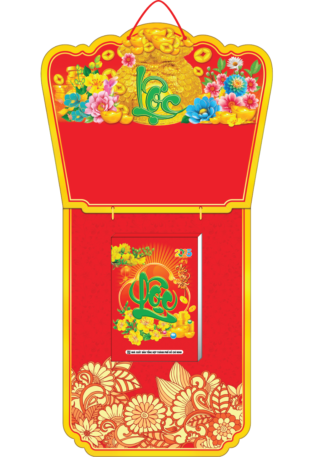 Bìa trước Khánh Lịch 2025 bloc đại 14,5X20,5Cm hoa và phong thủy Khang Việt