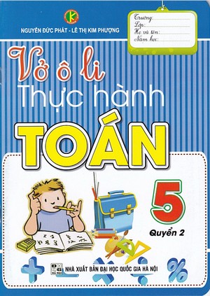Bìa trước Vở ô li thực hành Toán 5 Quyển 2