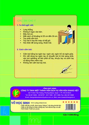 Bìa sau Vở ô li có mẫu chữ 1 Quyển 3