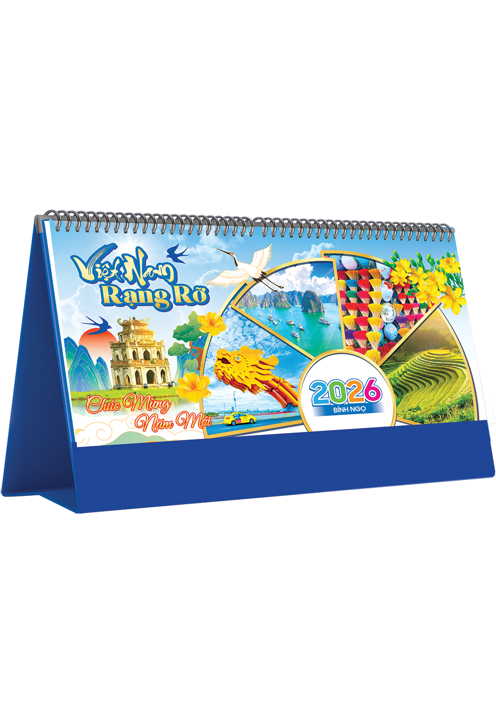 Bìa trước LỊCH BÀN CHỮ A  NGANG 2026 CHỦ ĐỀ VIỆT NAM RẠNG RỠ  (12 x 25 cm)
