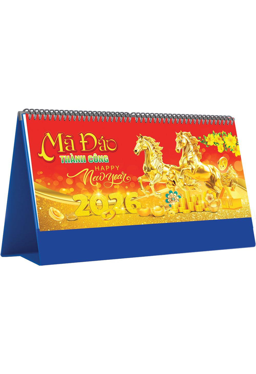 Bìa trước LỊCH BÀN CHỮ A  NGANG 2026 CHỦ ĐỀ MÃ ĐÁO THÀNH CÔNG (12 x 25 cm)