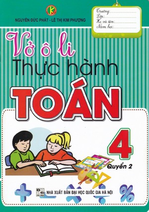 Bìa trước Vở ô li thực hành Toán 4 Quyển 2