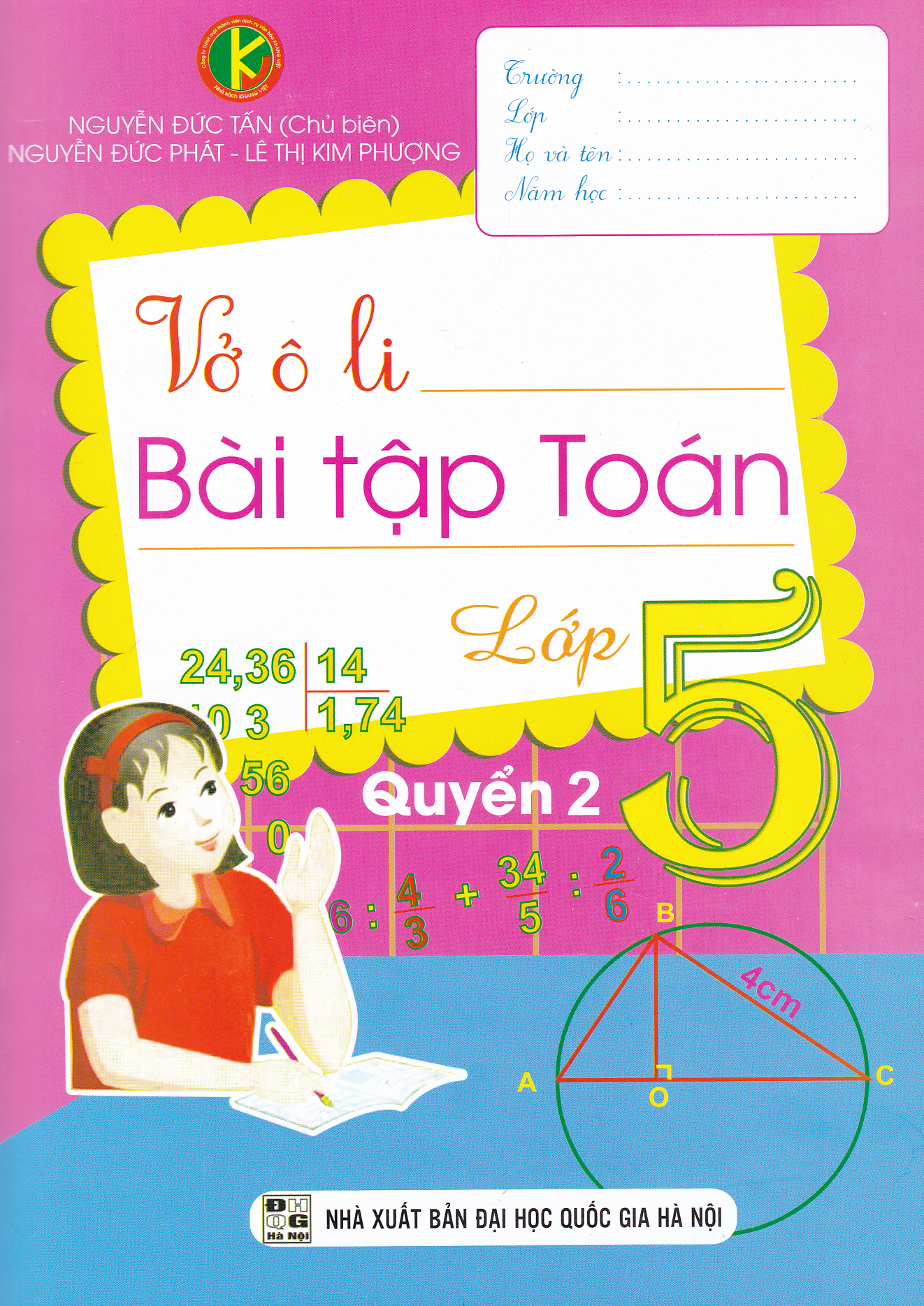 Bìa trước Vở ô li bài tập Toán lớp 5 Quyển 2
