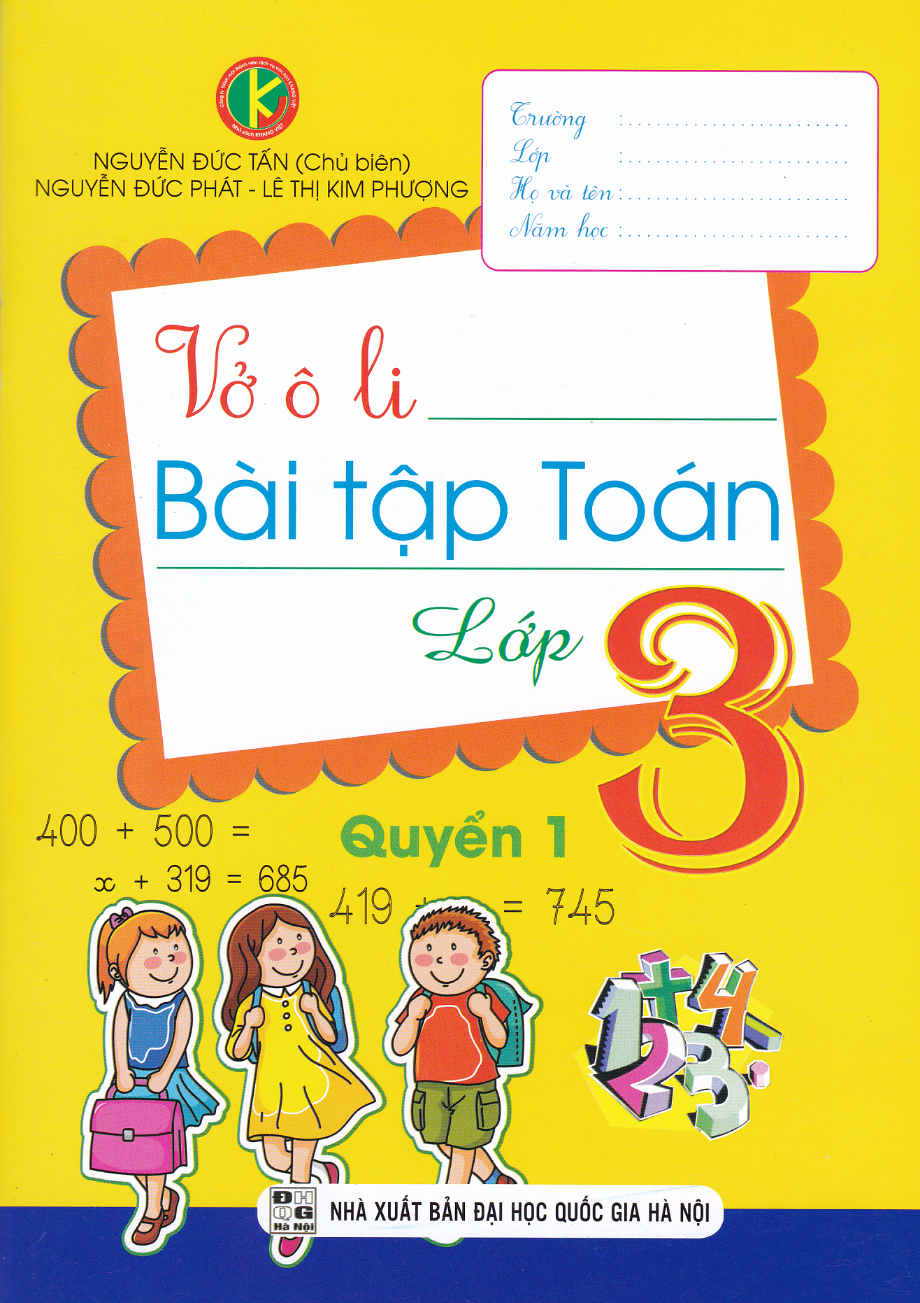 Bìa trước Vở ô li bài tập Toán lớp 3 Quyển 1